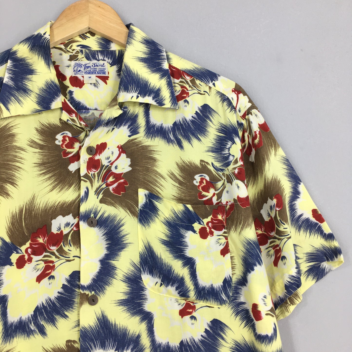 Vintage Tom Short Hawaiian Flower Rayon Shirt Medium