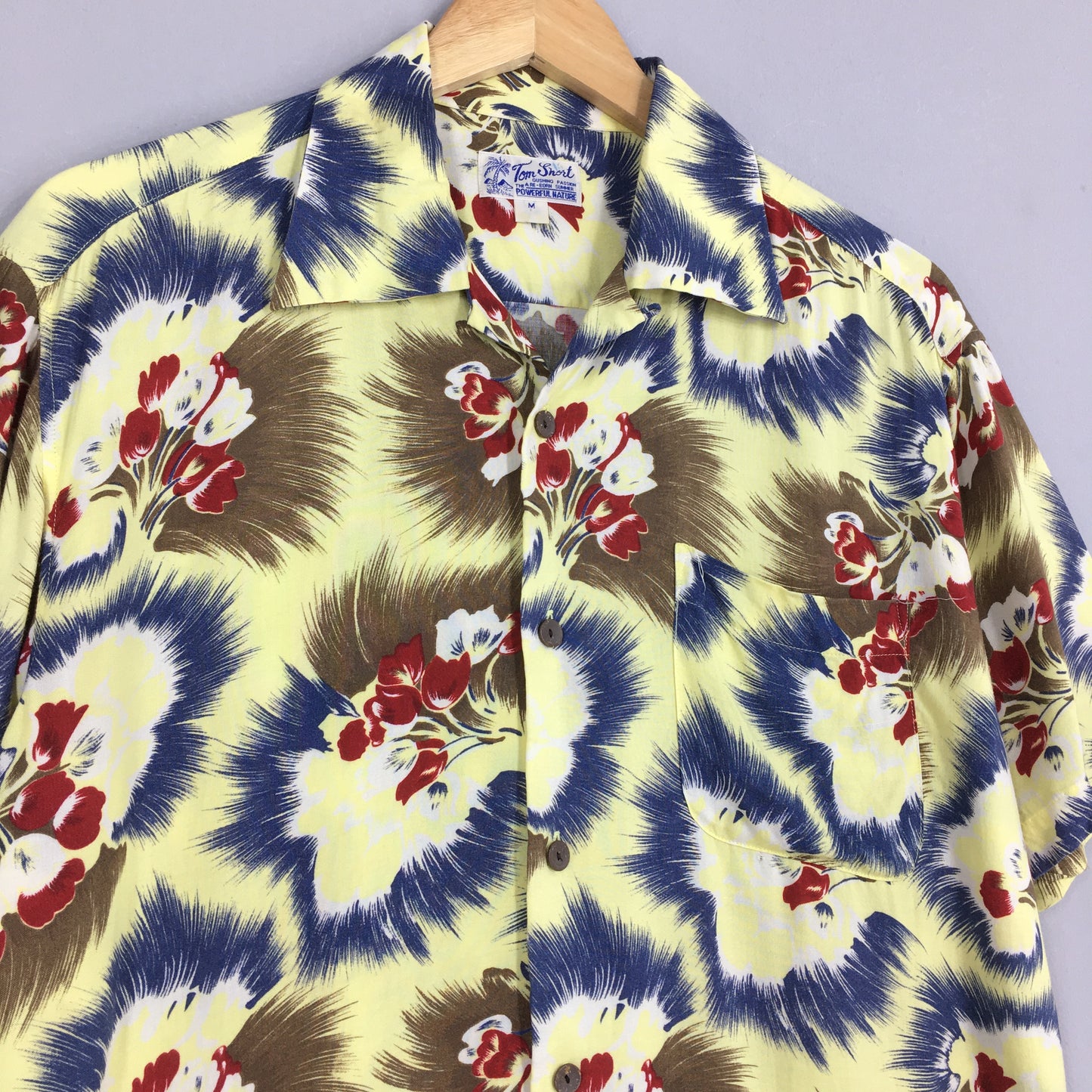 Vintage Tom Short Hawaiian Flower Rayon Shirt Medium