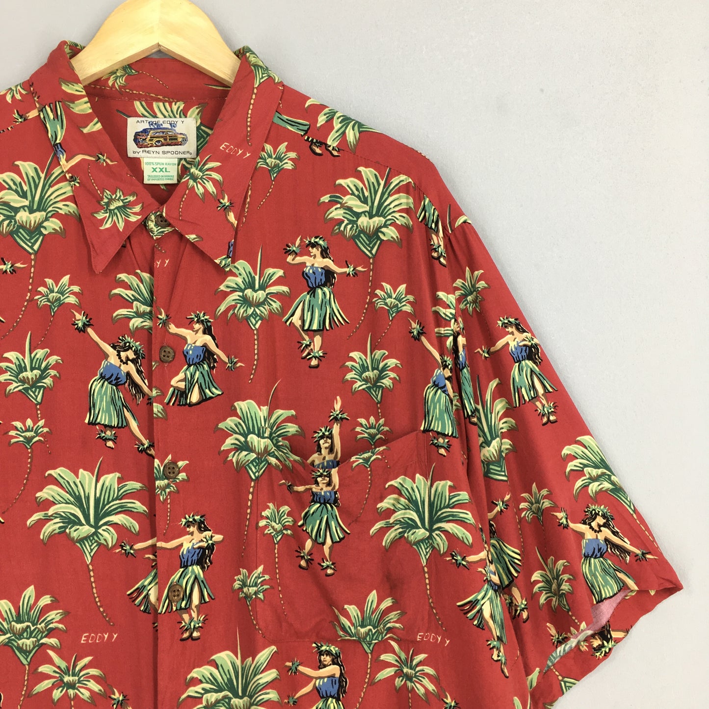 Hawaii Reyn Spooner Aloha Hula Girl Rayon Shirt Men XXLarge