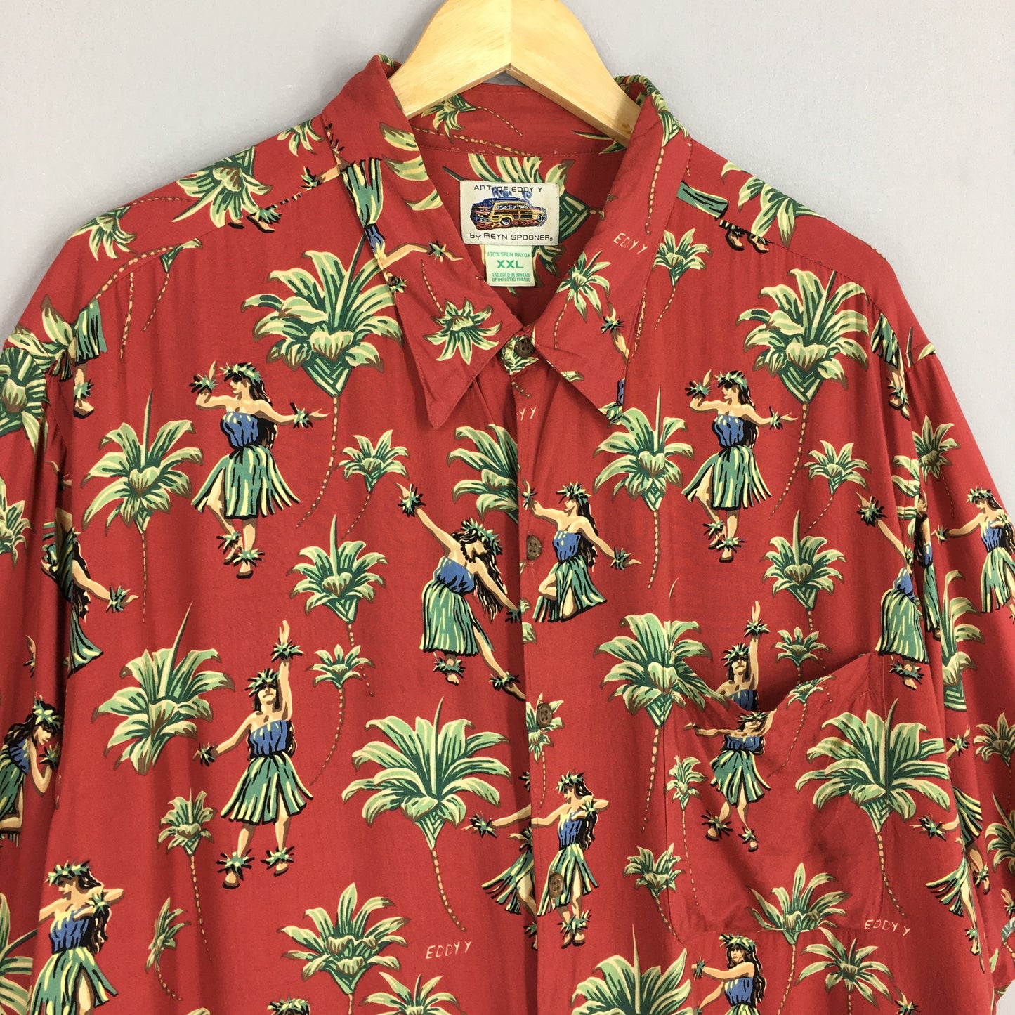 Hawaii Reyn Spooner Aloha Hula Girl Rayon Shirt Men XXLarge