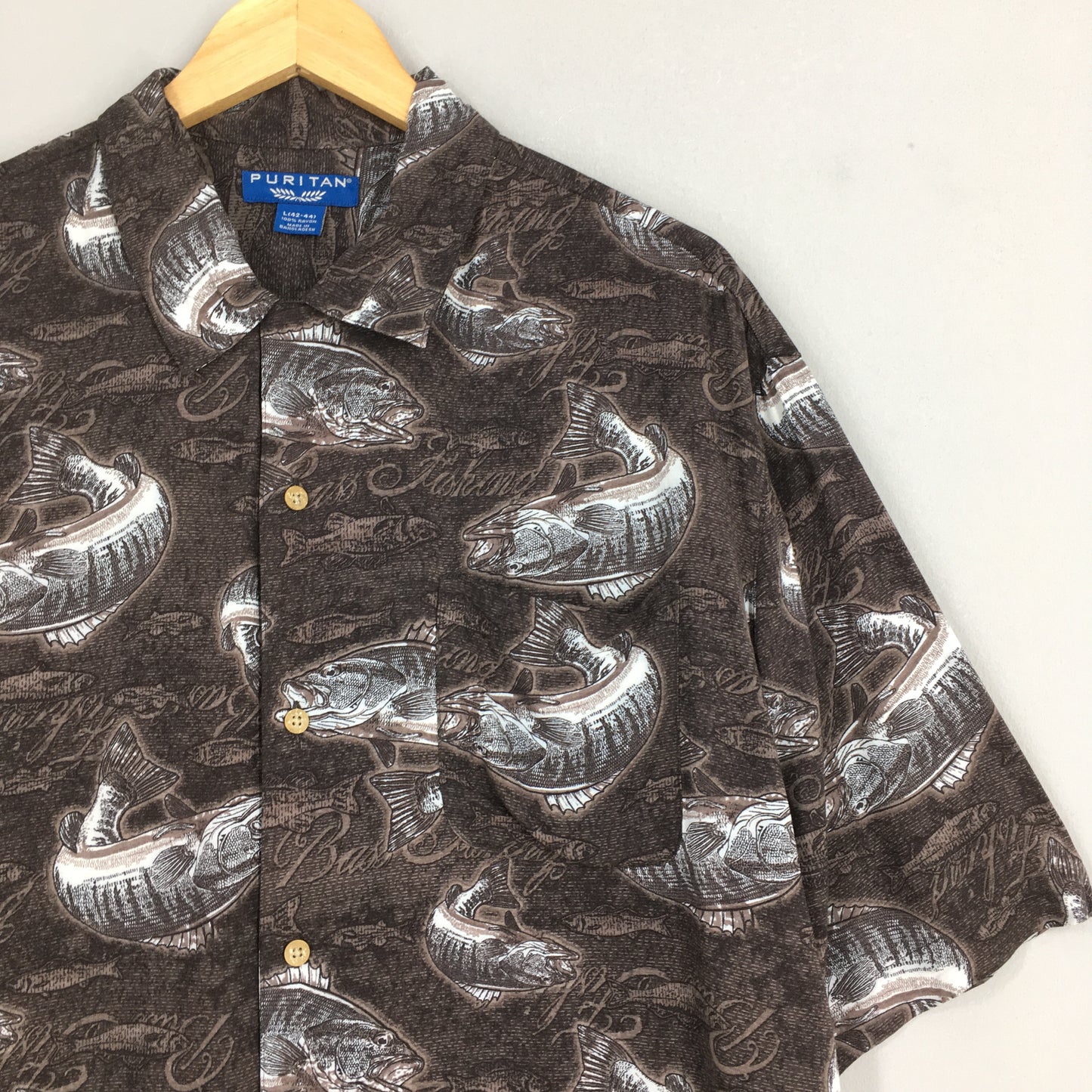 Vintage Puritan Fish Hawaiian Rayon Shirt Large