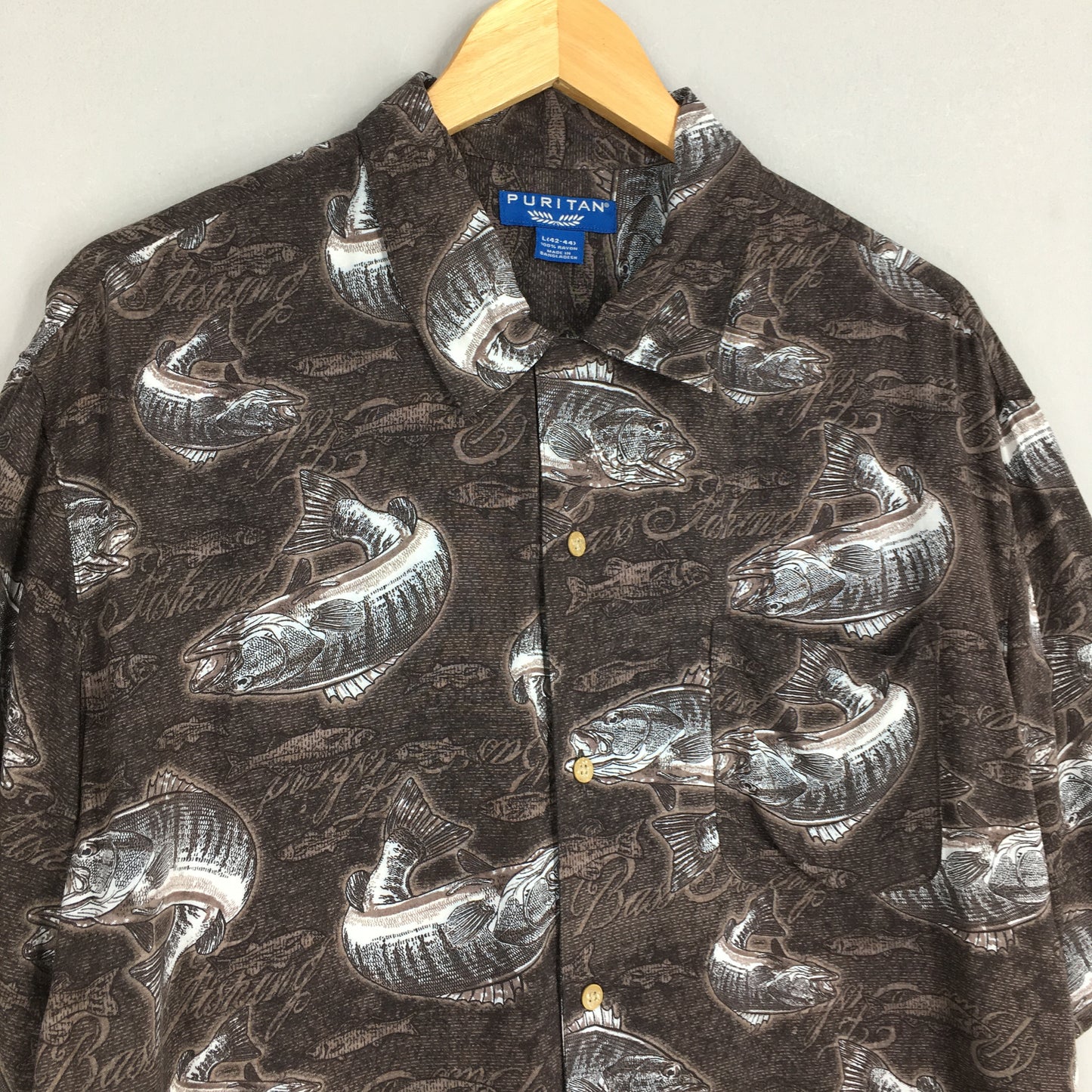 Vintage Puritan Fish Hawaiian Rayon Shirt Large