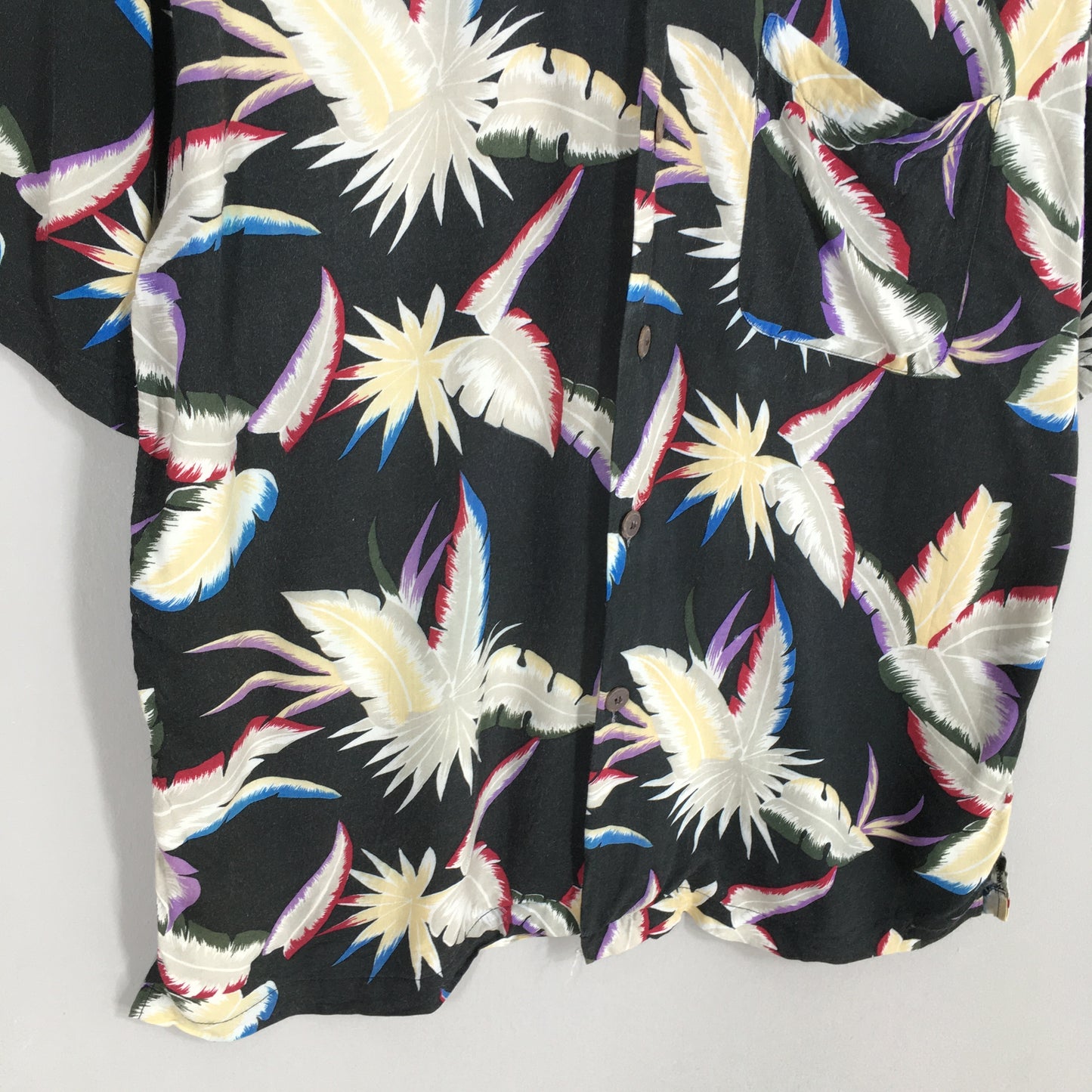 Vintage Paradise Surf Leaves Hawaii Aloha Shirts Large