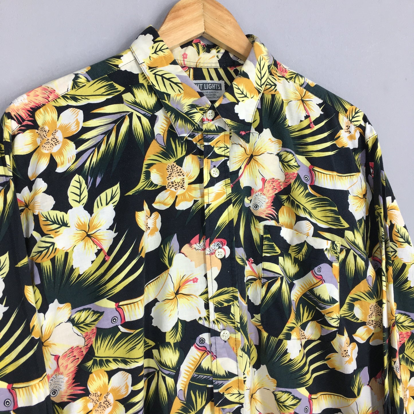 Vintage Parrots Flower Tropical Hawaii Shirt Medium