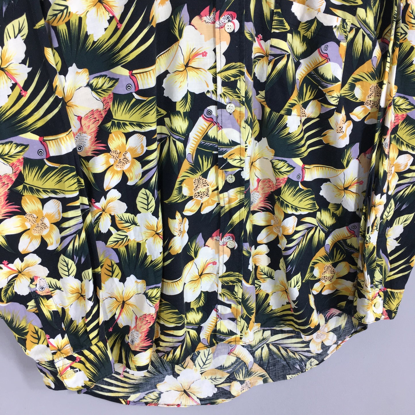 Vintage Parrots Flower Tropical Hawaii Shirt Medium