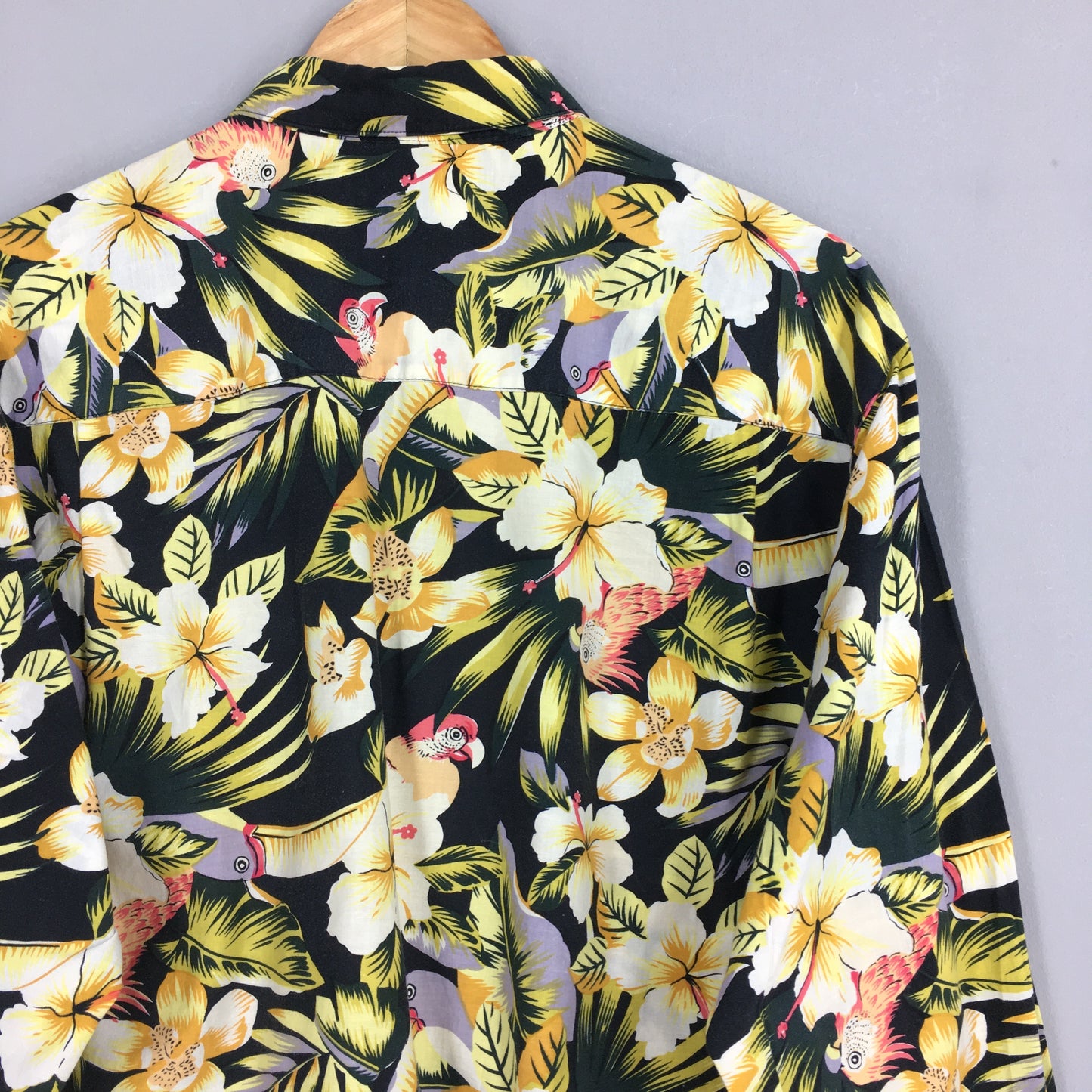 Vintage Parrots Flower Tropical Hawaii Shirt Medium