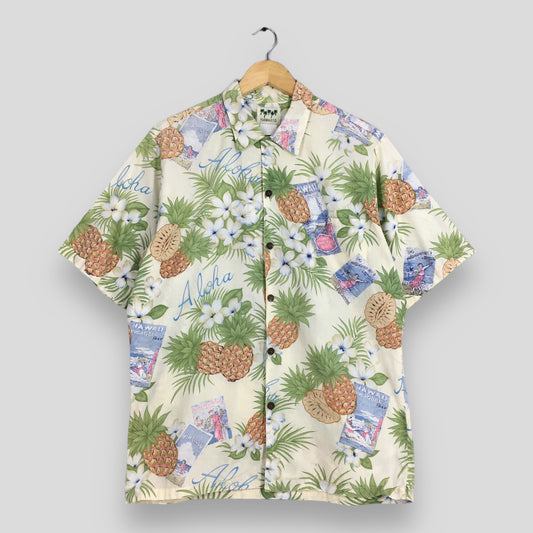 Hawaiian Pineapples Aloha Tropical Shirt Medium