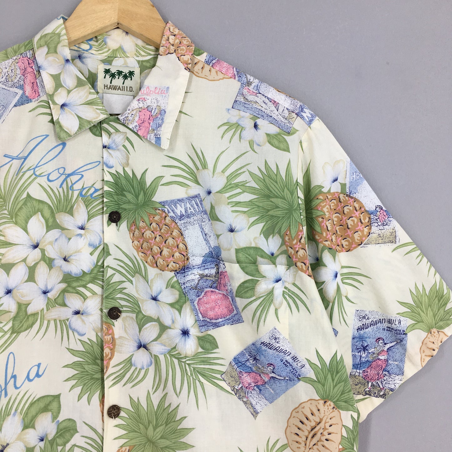 Hawaiian Pineapples Aloha Tropical Shirt Medium