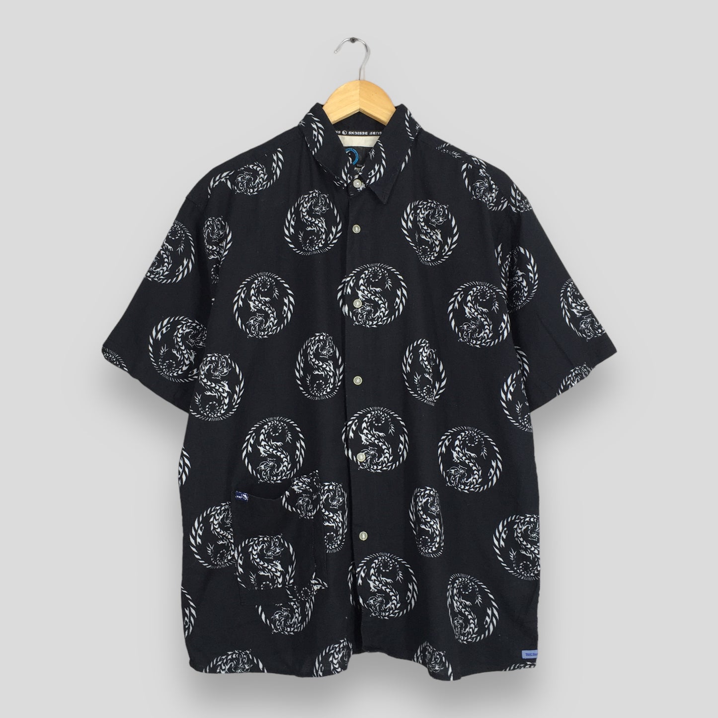 T&C Surf Design Hawaiian Dragon Cotton Shirt Large