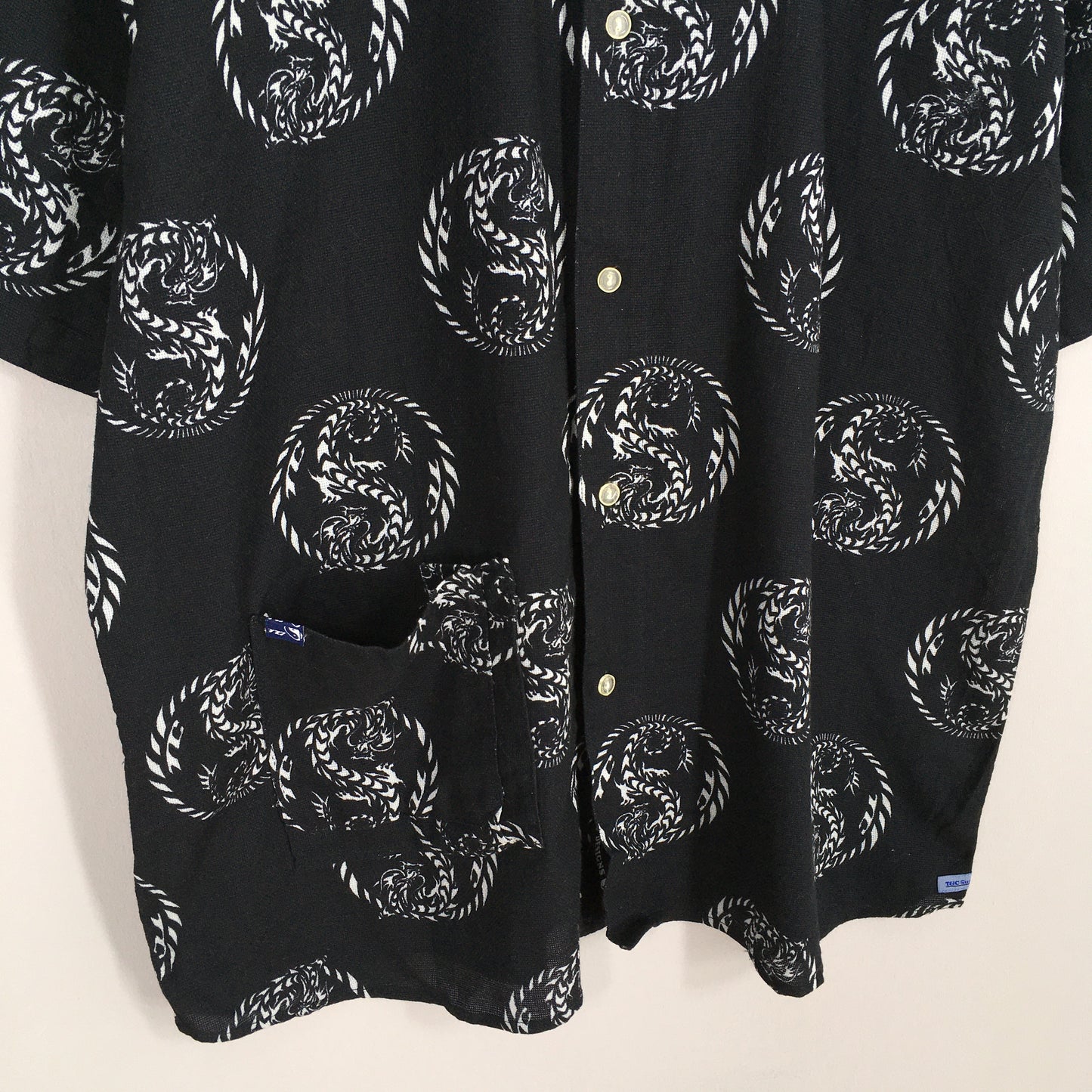 T&C Surf Design Hawaiian Dragon Cotton Shirt Large