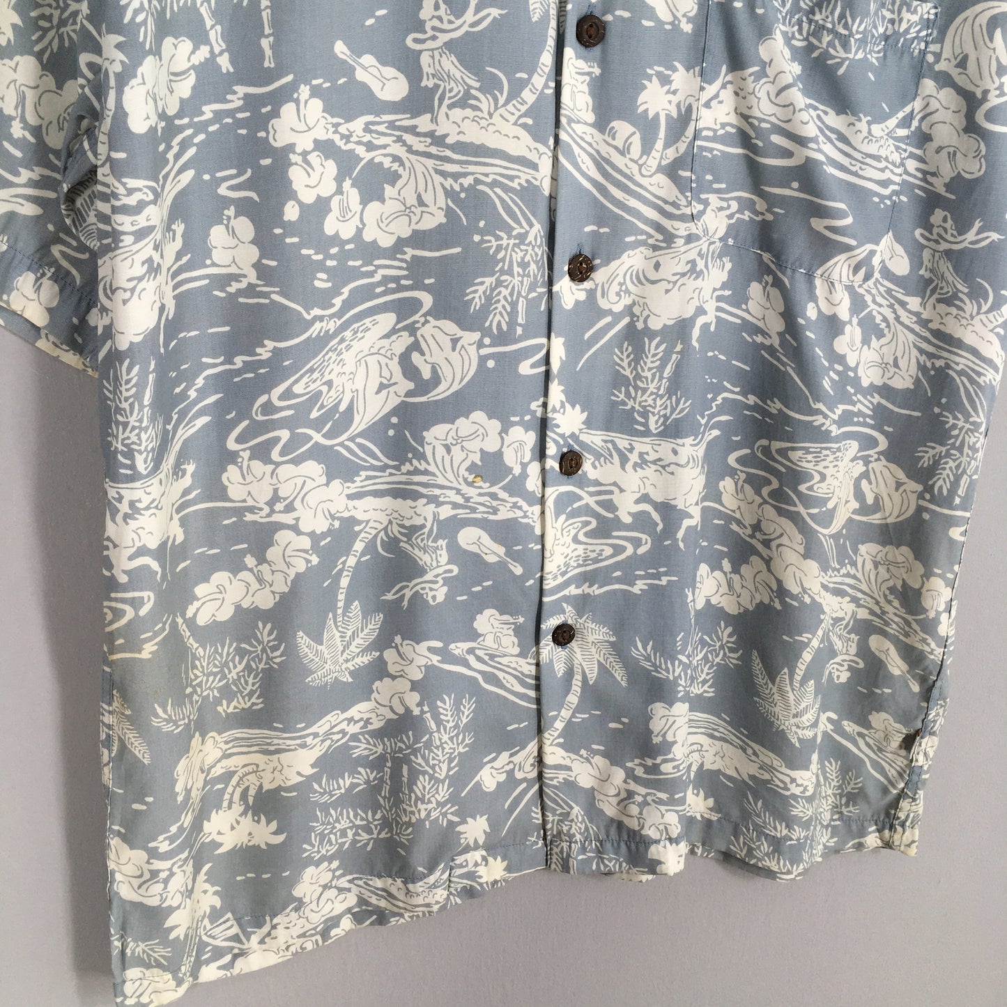 Vintage Iolani Copper King Beach View Aloha Rayon Shirt Medium