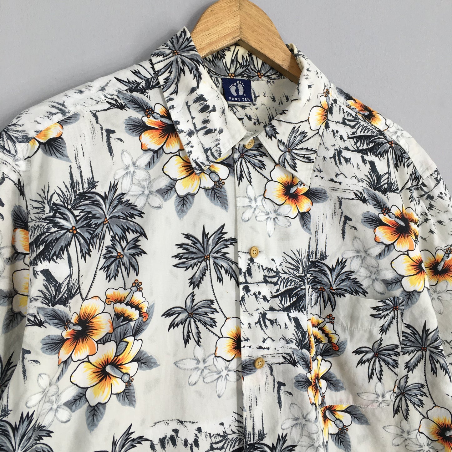 Hang Ten Hibiscus Palm Beach Hawaiian Shirt Large