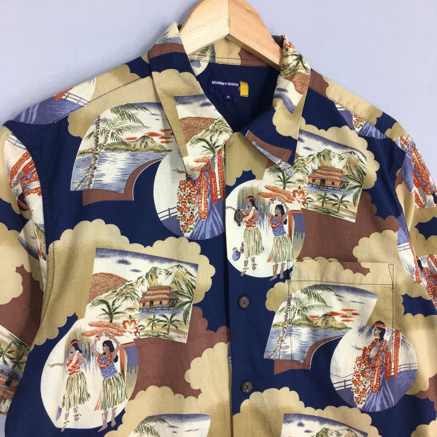 Kearney House Hula Girl Aloha Cotton Shirt Medium