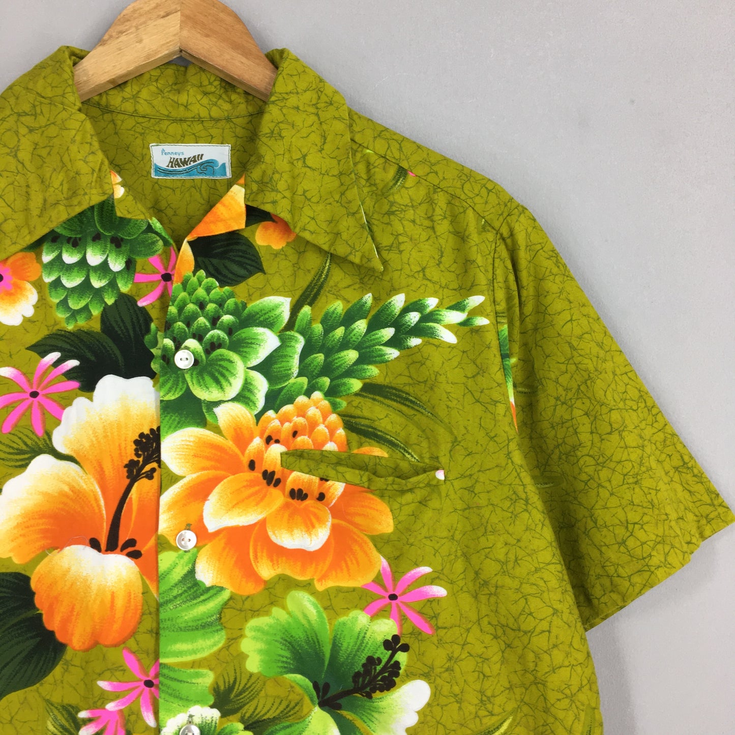 Penneys Hawaii Hibiscus Flower Tropical Shirt Medium