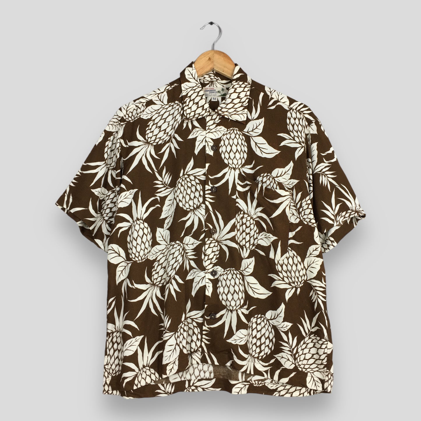 Hawaiian Pineapples Aloha Tropical Rayon Shirt Medium