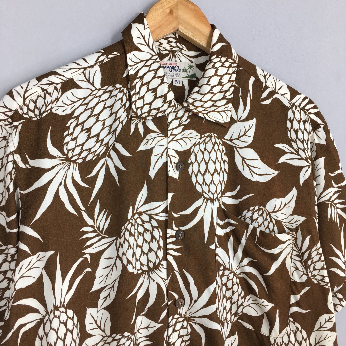 Hawaiian Pineapples Aloha Tropical Rayon Shirt Medium