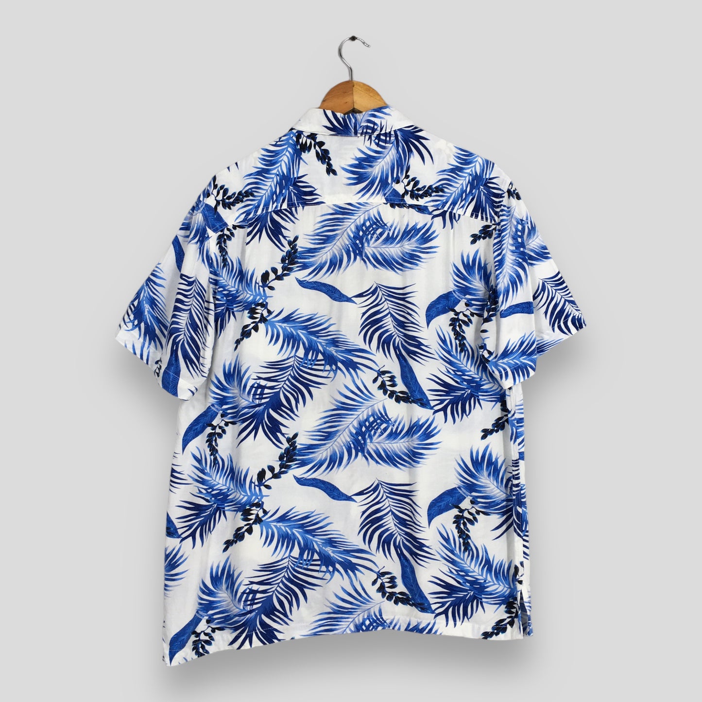 Aloha Wear Floral Rayon Shirt Large Overprint Funky Blue Tropical