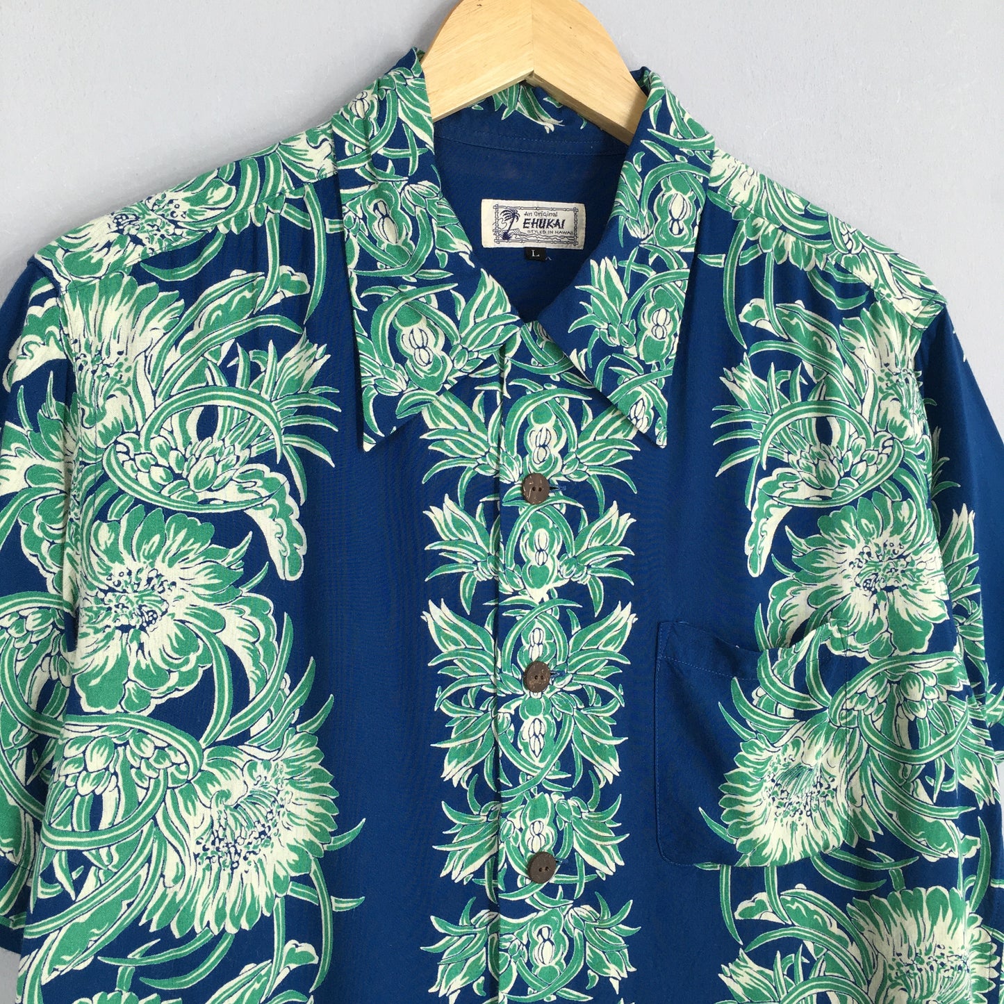 Hawaii Aloha Flower Rayon Shirt Large