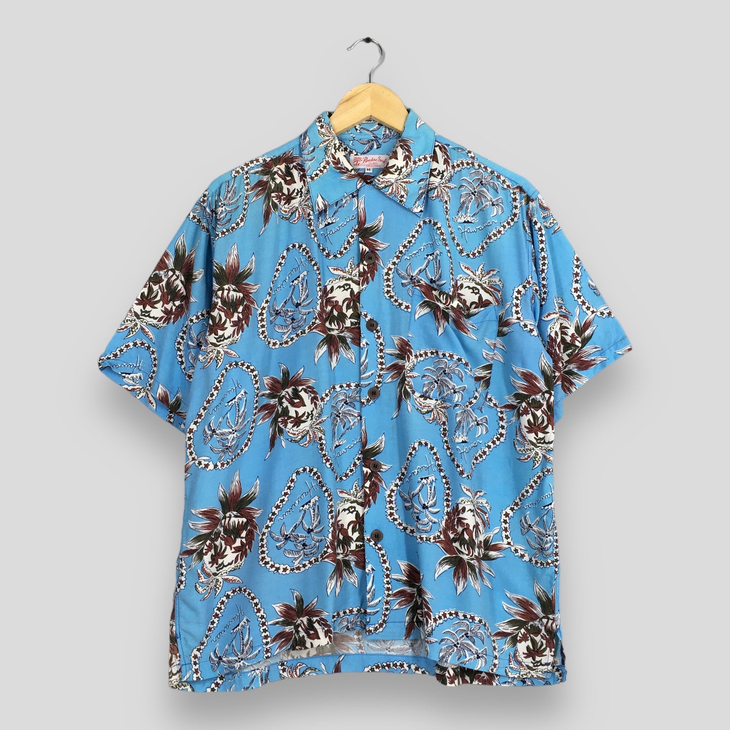 Hawaiian Aloha Coconut Tree Rayon Shirt Medium