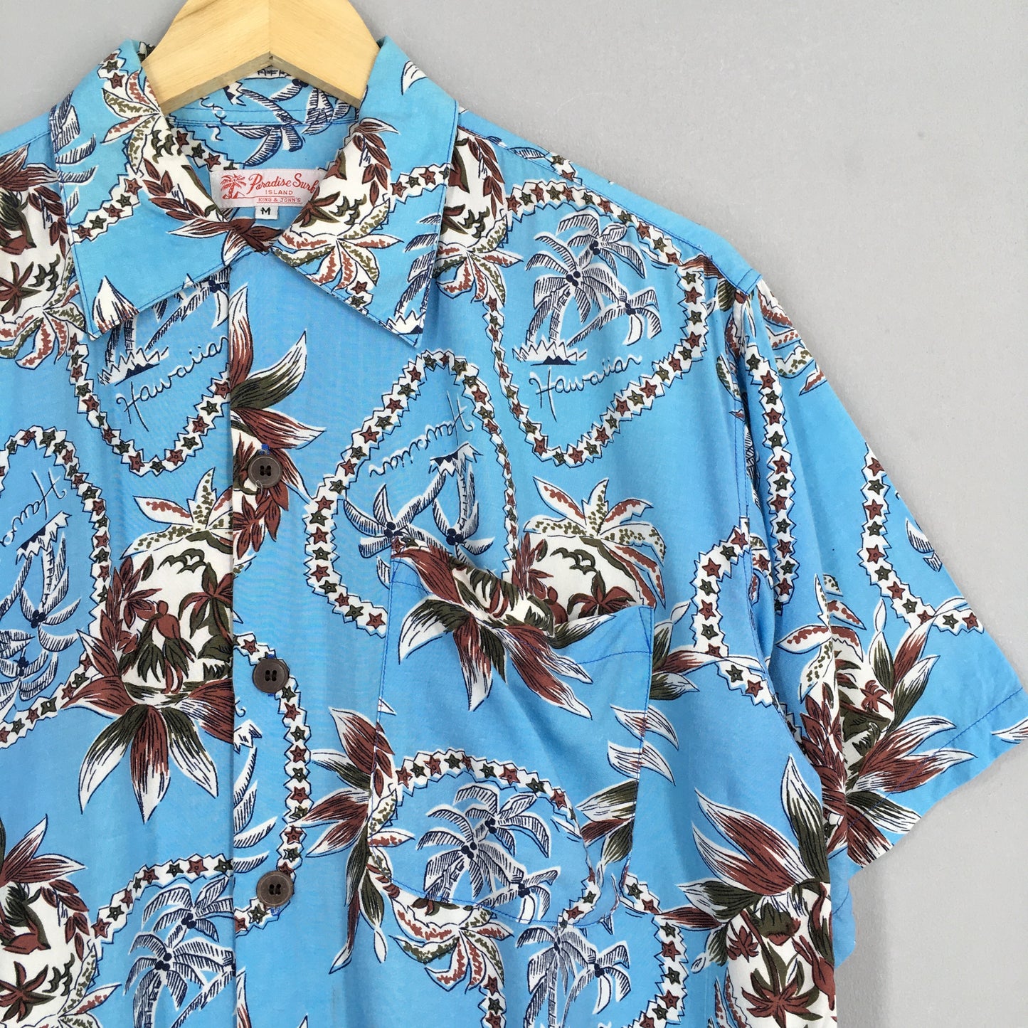 Hawaiian Aloha Coconut Tree Rayon Shirt Medium