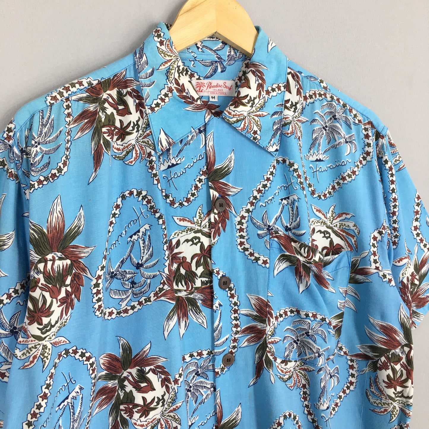 Hawaiian Aloha Coconut Tree Rayon Shirt Medium