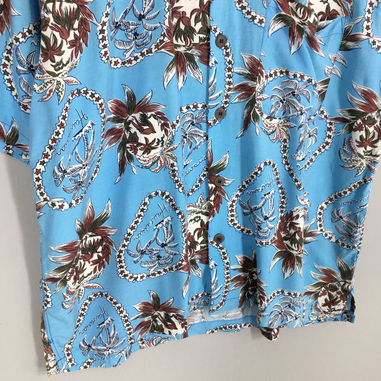 Hawaiian Aloha Coconut Tree Rayon Shirt Medium