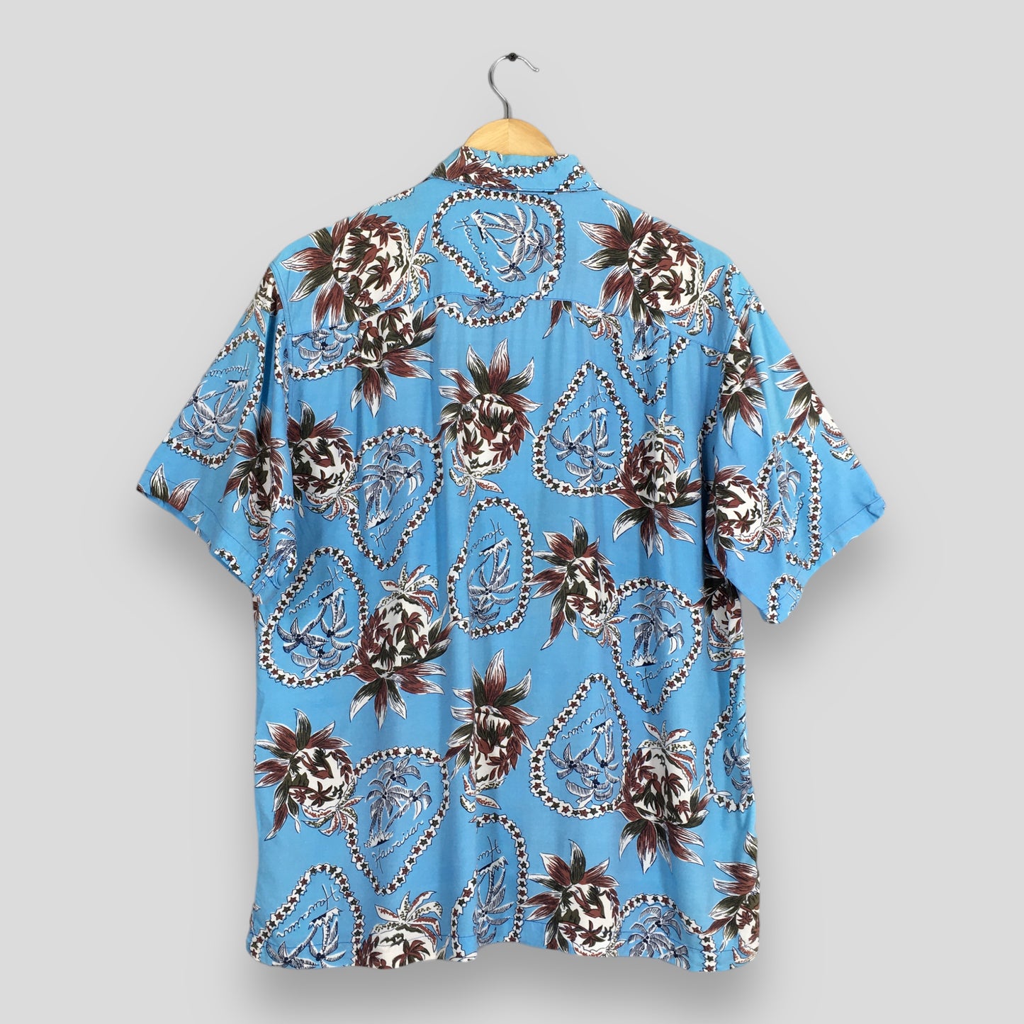 Hawaiian Aloha Coconut Tree Rayon Shirt Medium