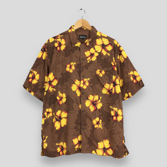 Maui and Sons Hibiscus Flower Tropical Hawaii Cotton Shirt