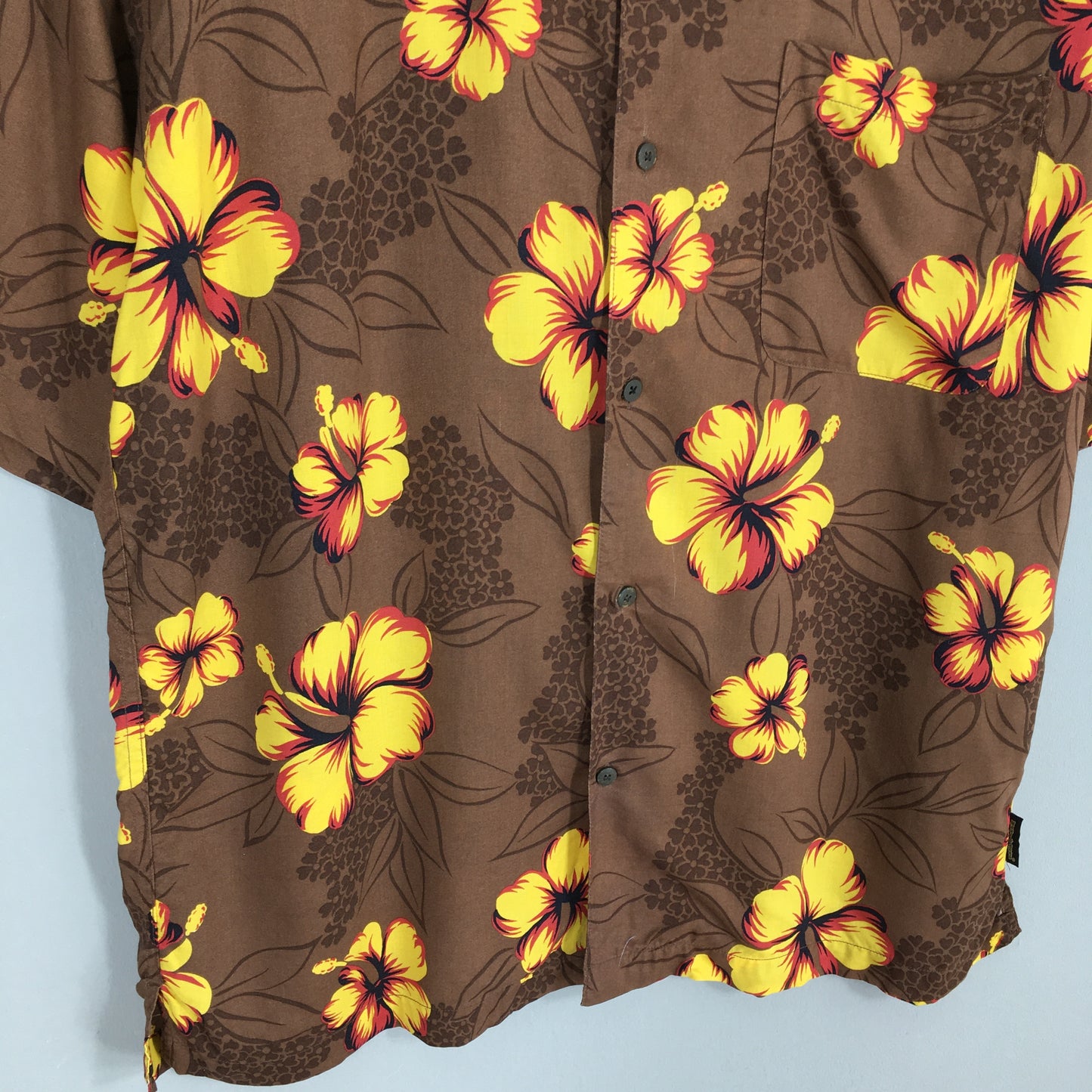 Maui and Sons Hibiscus Flower Tropical Hawaii Cotton Shirt