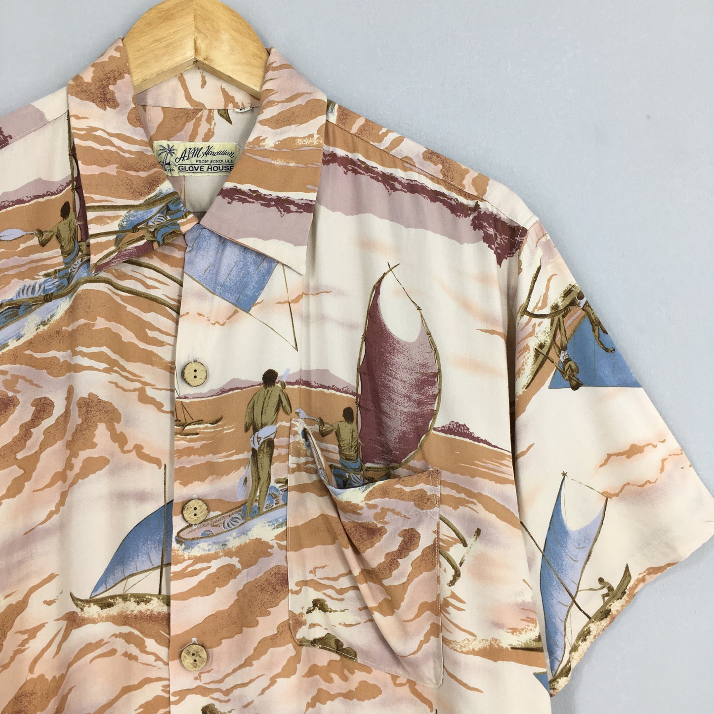 Glove House Honolulu Beach Rayon Shirt Medium