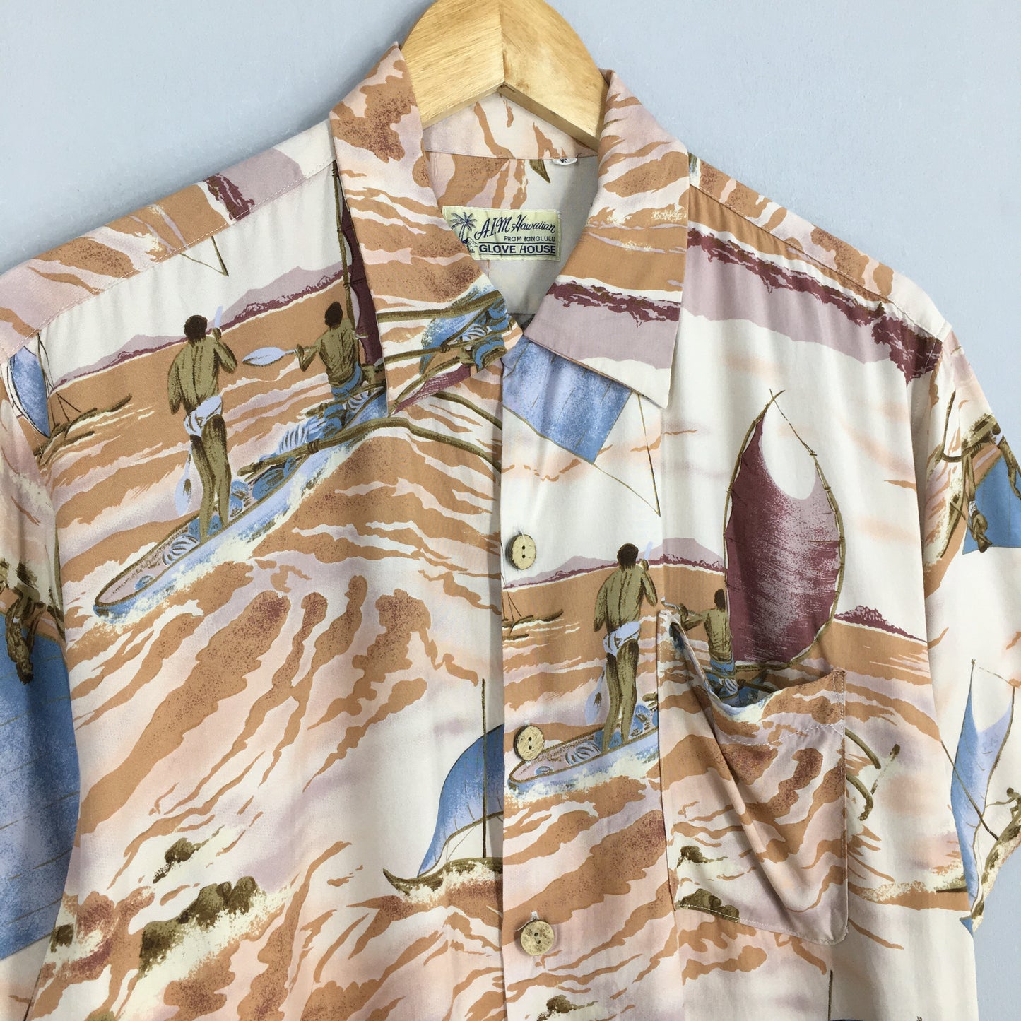 Glove House Honolulu Beach Rayon Shirt Medium