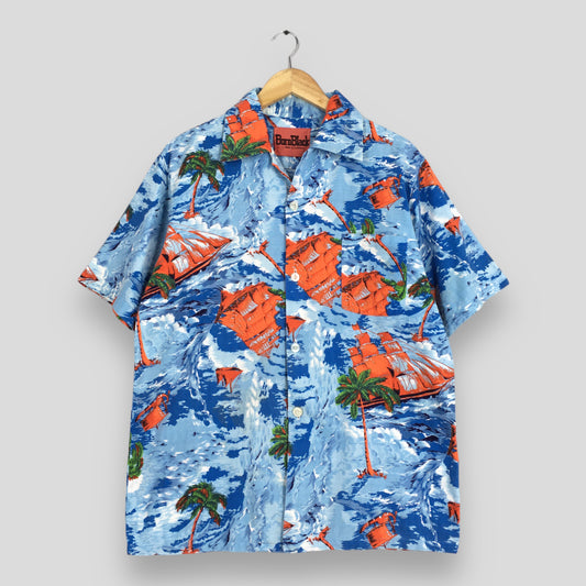 Japanese Hawaiian Sailing Beach Ocean Wave Shirt Large