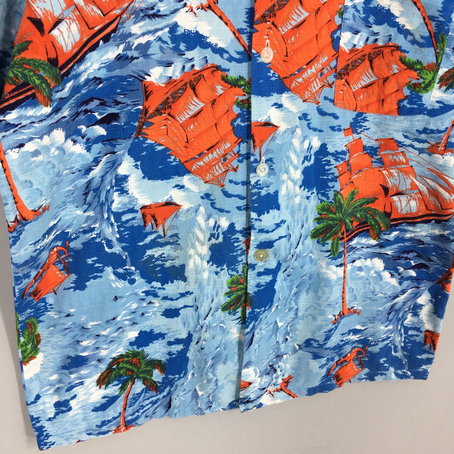 Japanese Hawaiian Sailing Beach Ocean Wave Shirt Large