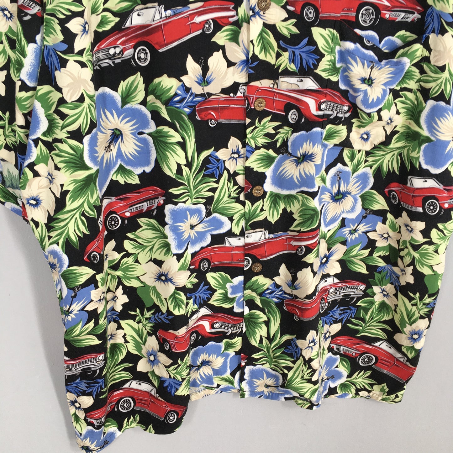 Reyn Spooner Joe Kealoha Floral Old Car Graphic Aloha Tropical Shirt