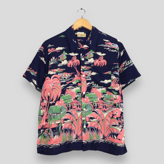 Sun Surf Toyo Hawaiian Palm Tree Tropical Rayon Shirt Medium