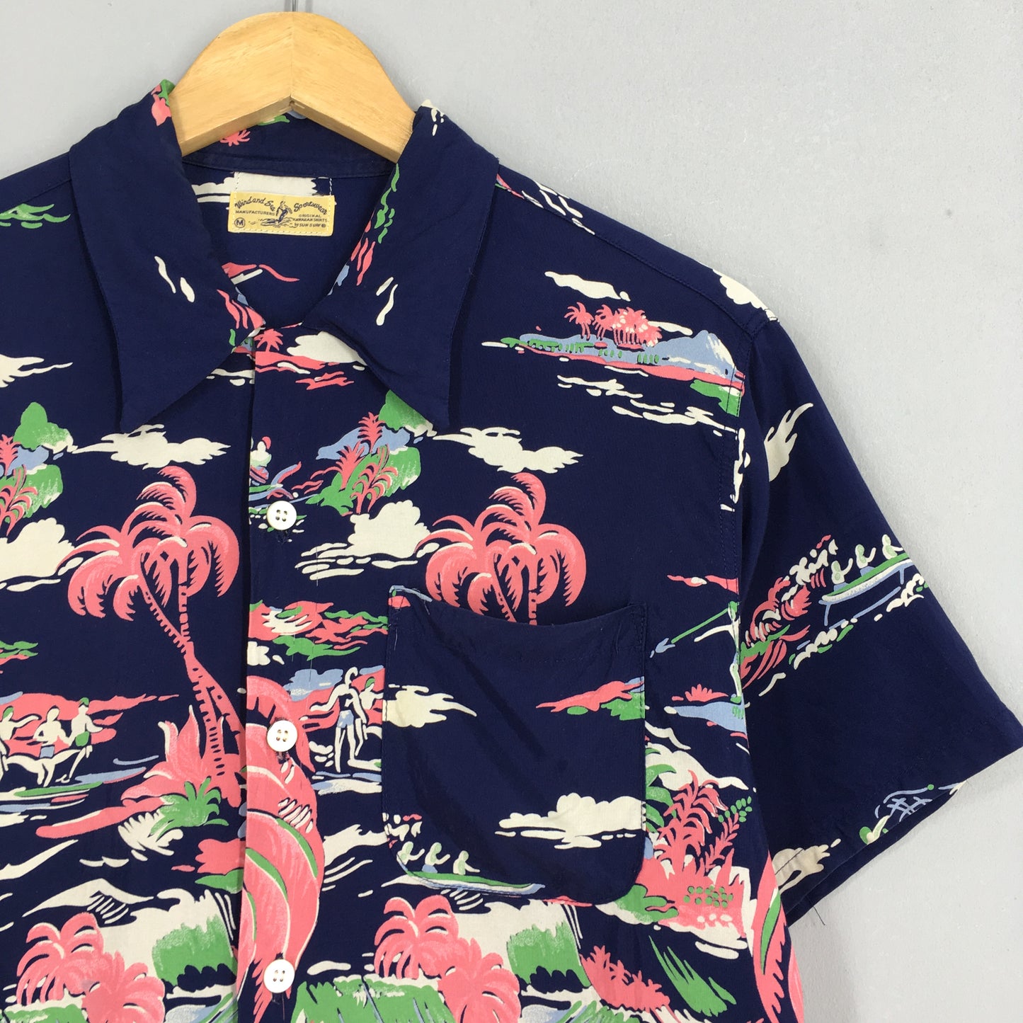 Sun Surf Toyo Hawaiian Palm Tree Tropical Rayon Shirt Medium