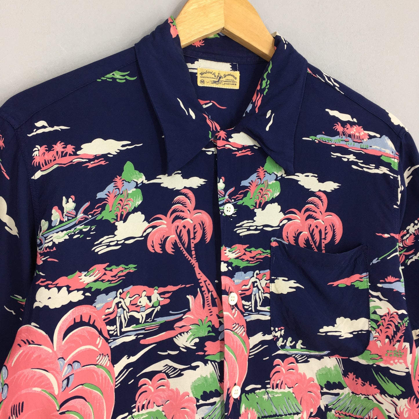 Sun Surf Toyo Hawaiian Palm Tree Tropical Rayon Shirt Medium