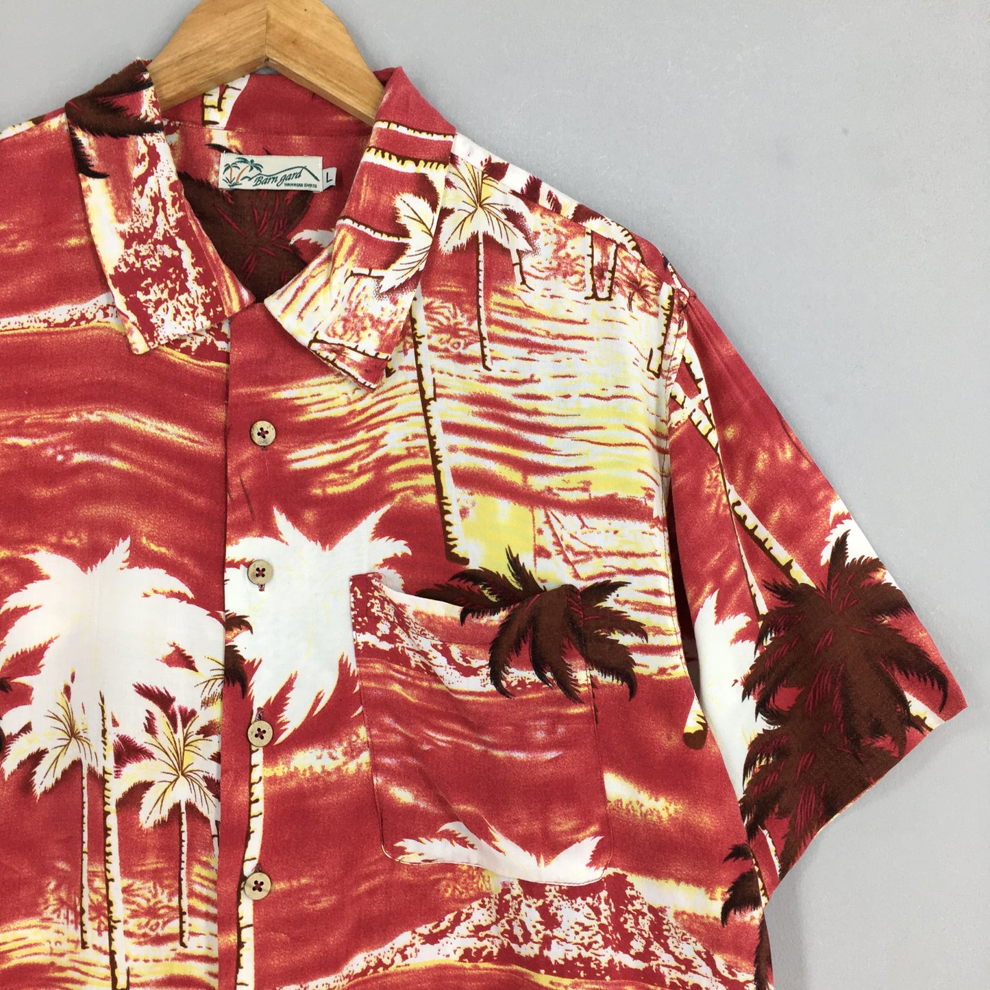 Hawaiian Aloha Coconut Tree Shirt Large Tropical