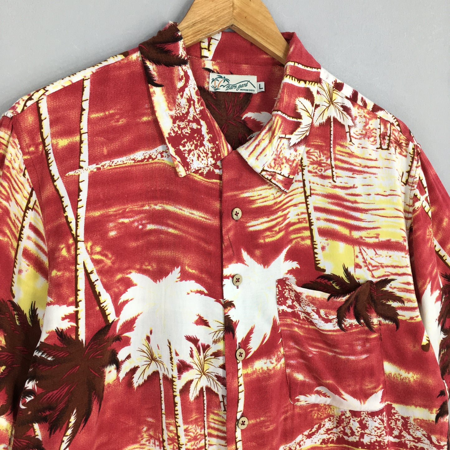 Hawaiian Aloha Coconut Tree Shirt Large Tropical