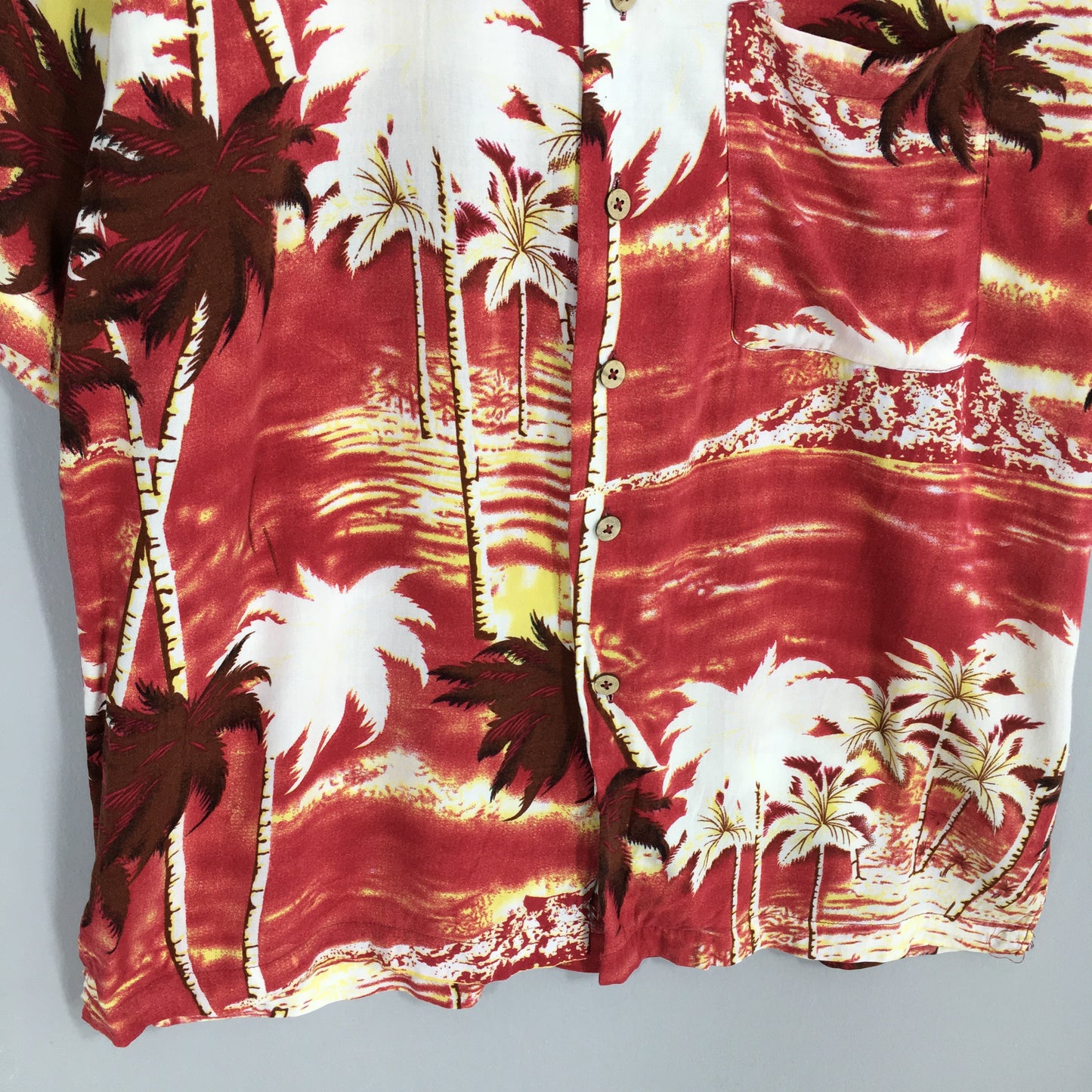 Hawaiian Aloha Coconut Tree Shirt Large Tropical