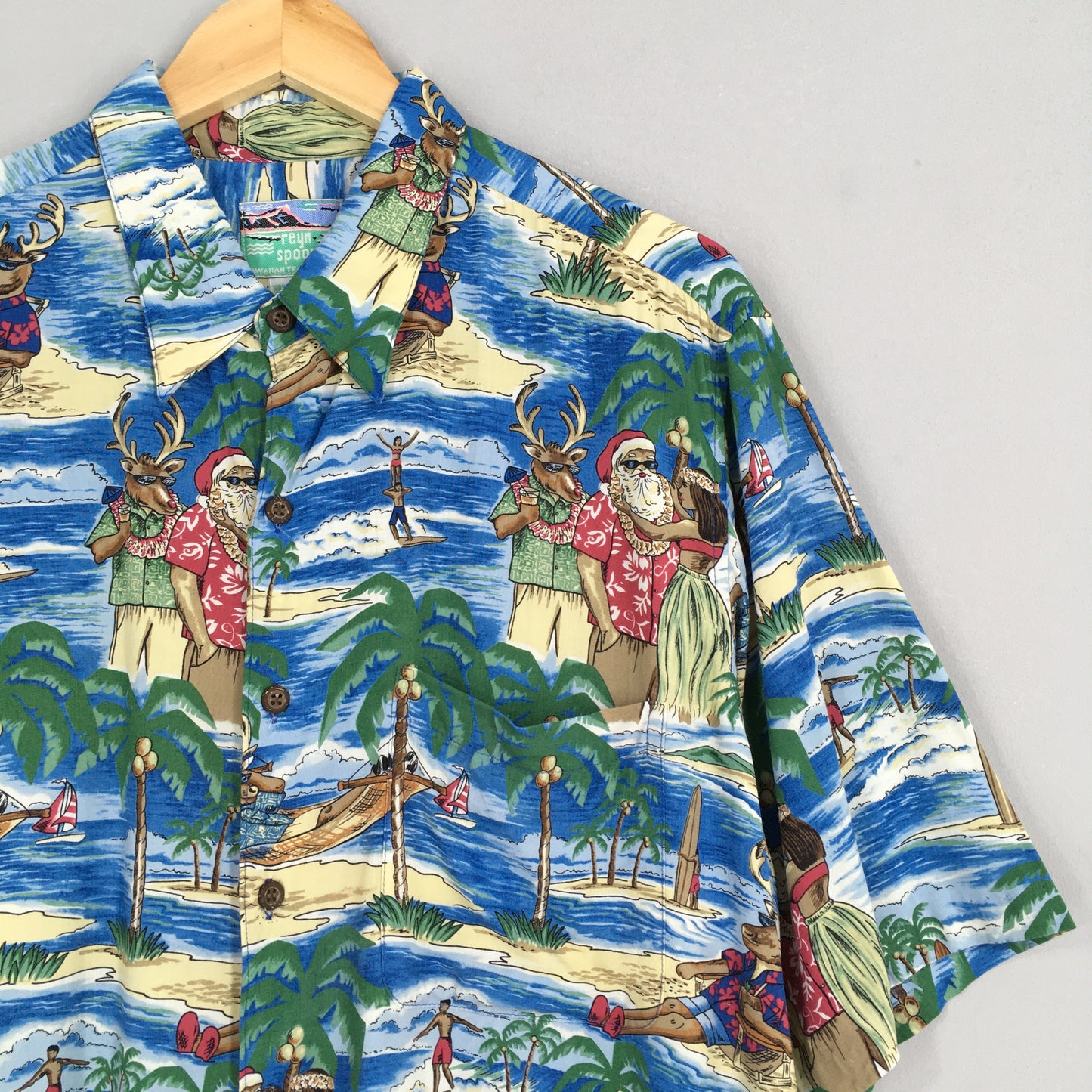 Reyn Spooner Christmas Hula Girl Aloha Tropical Shirt