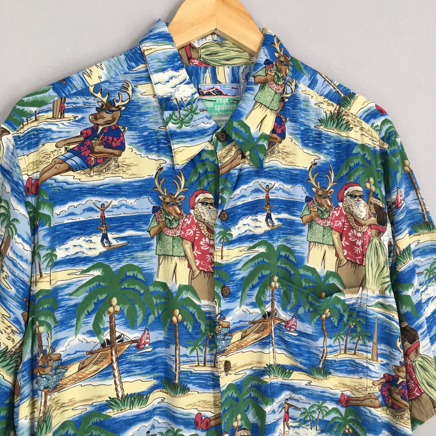 Reyn Spooner Christmas Hula Girl Aloha Tropical Shirt