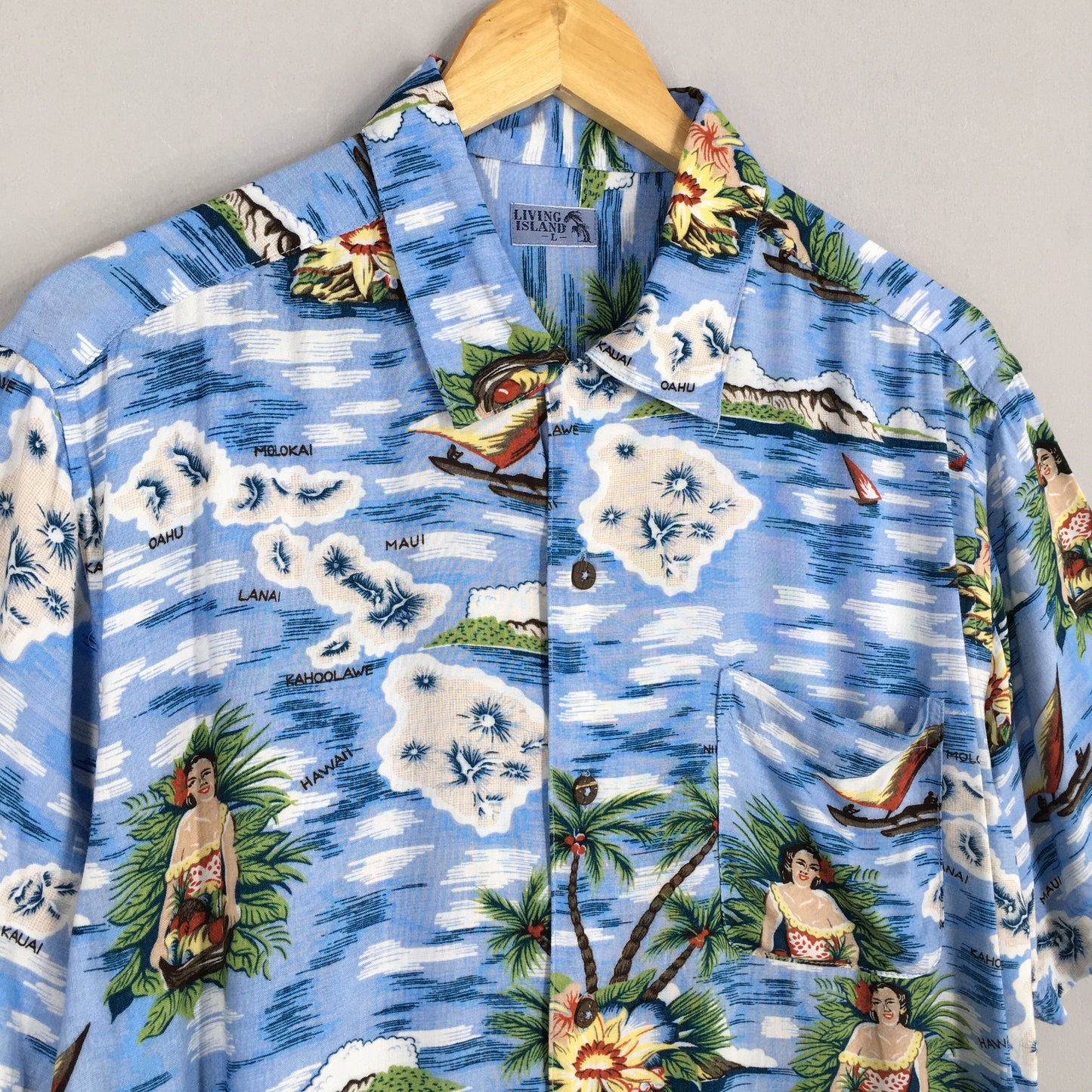 Living Island Palm Tree Aloha Shirt Large