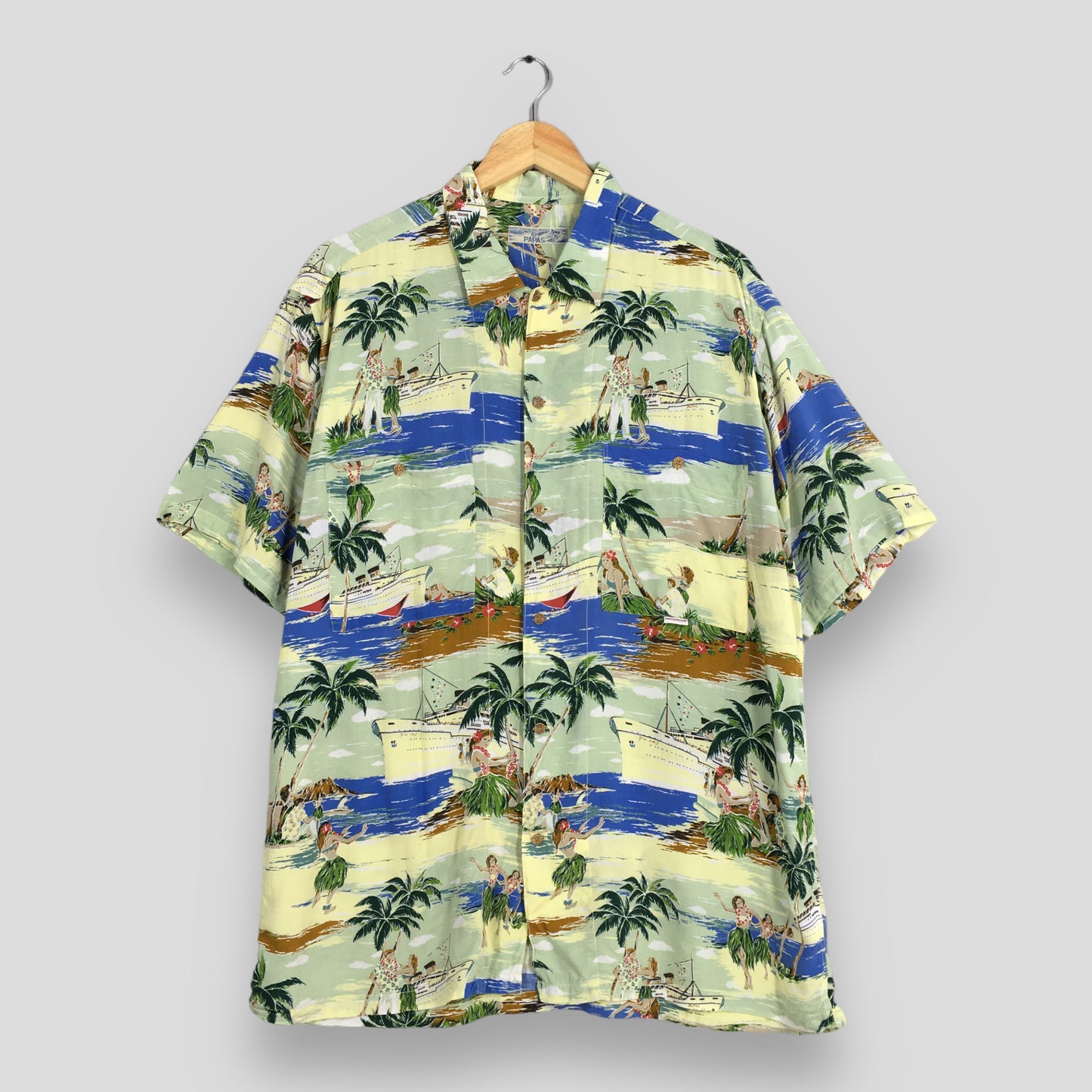 Hawaiian Papas Big Ship Tropical Shirt Large