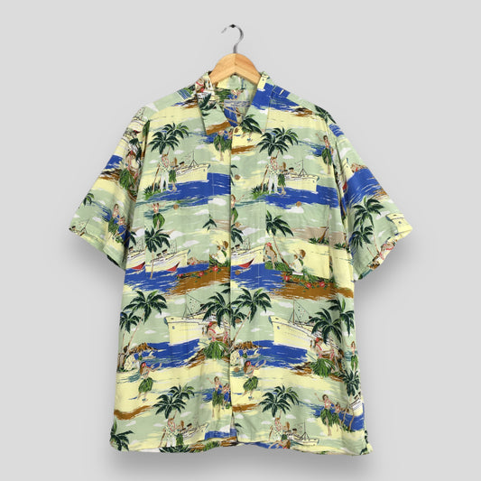 Hawaiian Papas Big Ship Tropical Shirt Large