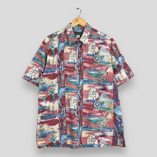 Kalani Big Whale Sailing Beach &nbsp;Hawaiian Shirt XLarge