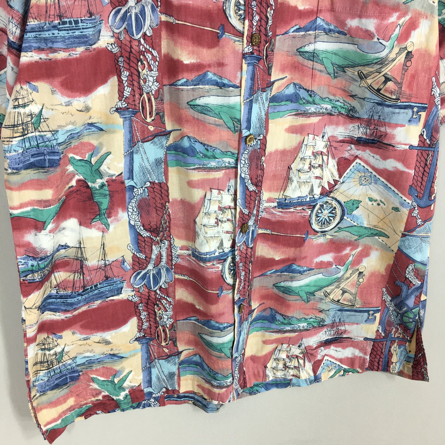 Kalani Big Whale Sailing Beach &nbsp;Hawaiian Shirt XLarge