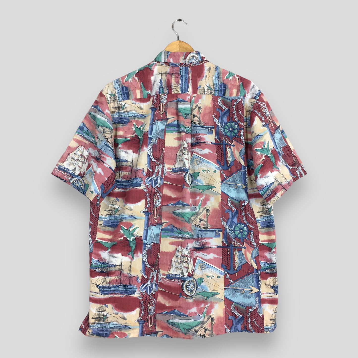 Kalani Big Whale Sailing Beach &nbsp;Hawaiian Shirt XLarge