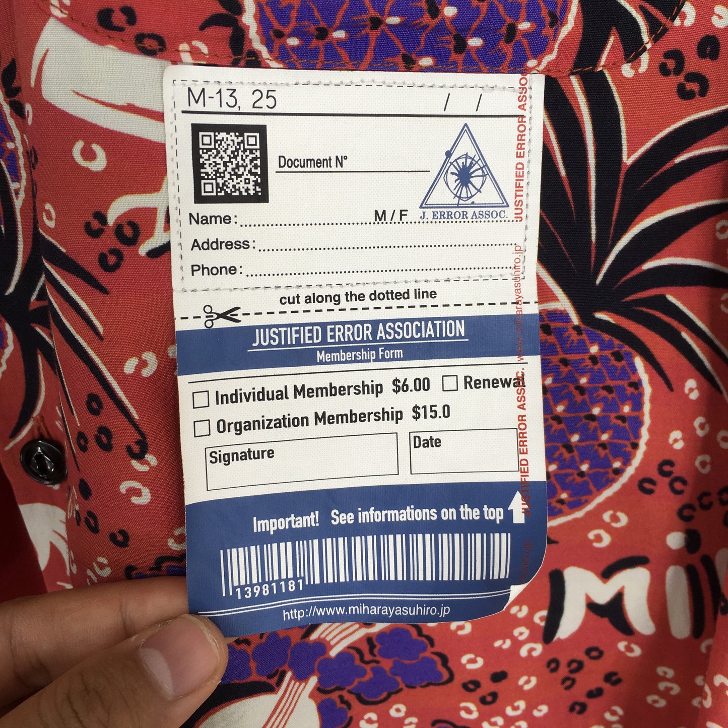 Maison Mihara Yasuhiro Justified Error Rayon Shirt Size 44