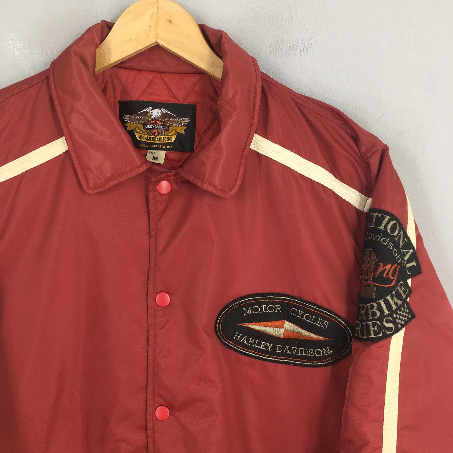 Harley Davidson Motorcycles Button Red Jacket Medium